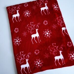 Fleece Baby Blanket winter Christmas theme red and white
